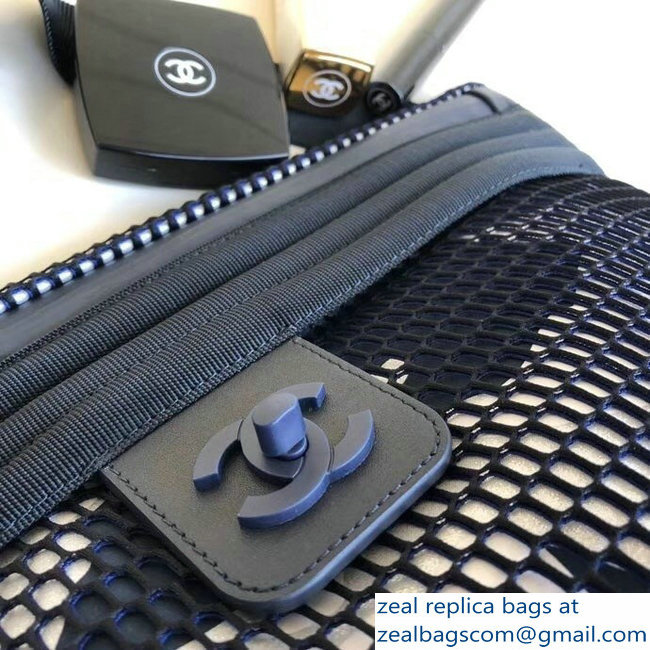 Chanel Fabric/Mesh Sporty CC Waist Chest Bag Silver/Navy Blue