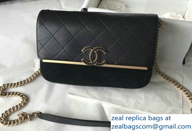 Chanel Grained Calfskin and Suede Flap Small Bag A57560 Black 2018