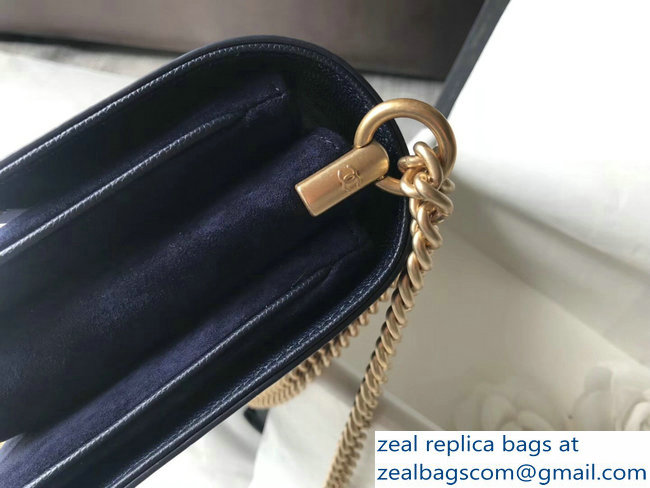 Chanel Grained Calfskin and Suede Flap Small Bag A57560 Navy Blue 2018