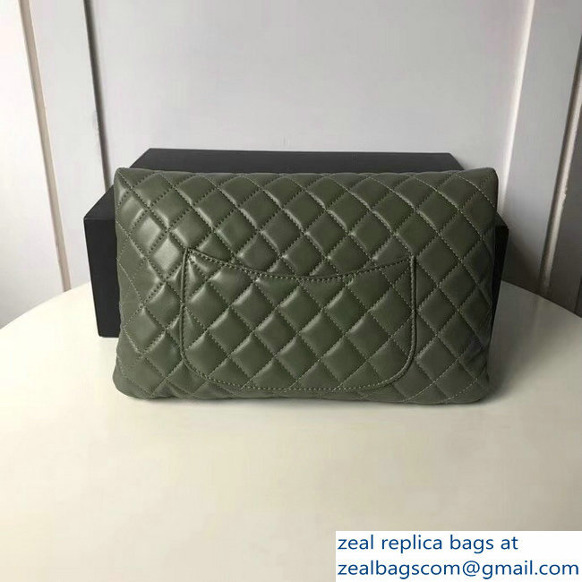 Chanel Lambskin Classic Quilted Clutch Bag A57650 Army Green 2018