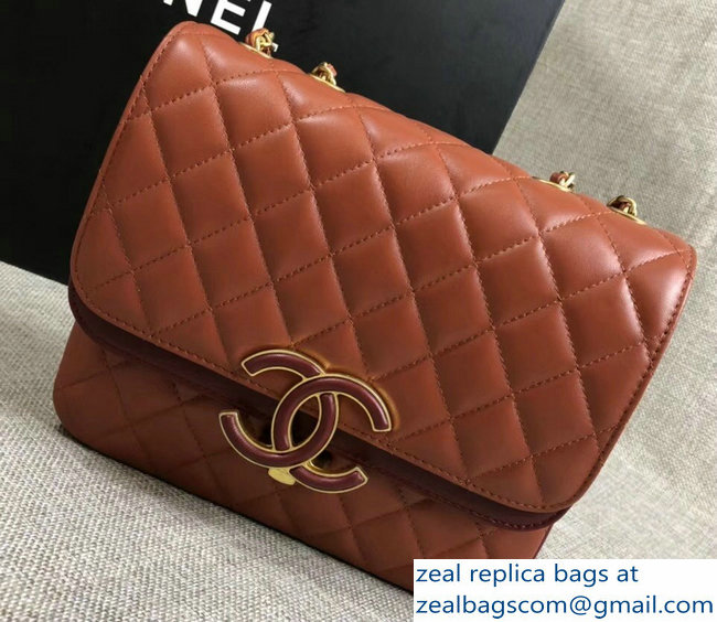 Chanel Lambskin Double Flap Bag A57277 Orange/Red 2018