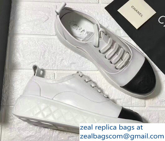 Chanel Lambskin Quilting White/Black G33909 Sneakers 2018