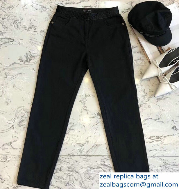 Chanel Logo Black Denim Pants 2018