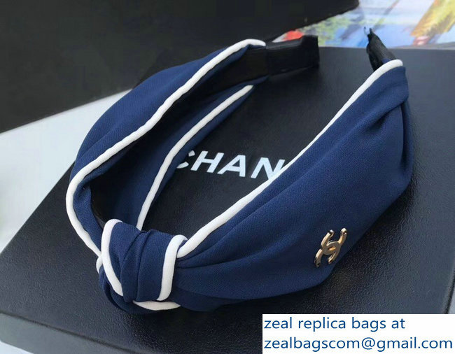 Chanel Logo Bow Headband Blue