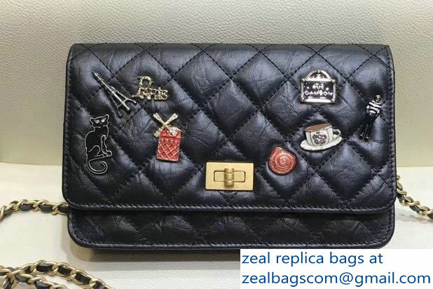 Chanel Lucky Charms Reissue Wallet On Chain WOC Bag Black 2018
