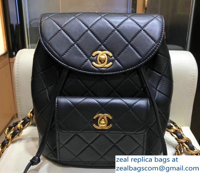 Chanel Quilted CC Leather Vintage Backpack Bag A88792 Black