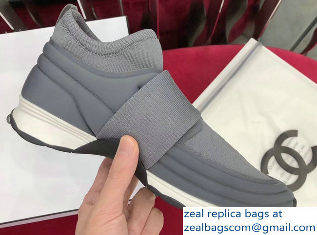 Chanel Stretch and Fabric Gray Lovers Sneakers 2018