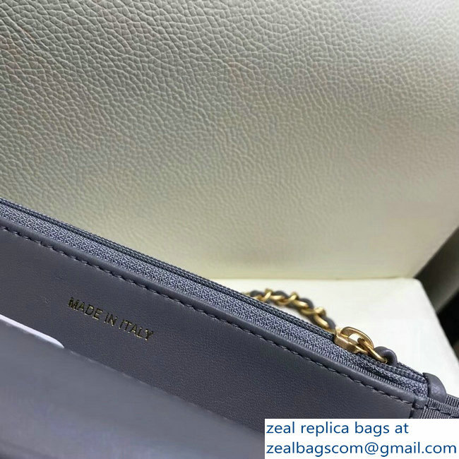 Chanel Studded Chevron Lambskin Wallet On Chain WOC Envelope Bag Gray 2018 - Click Image to Close