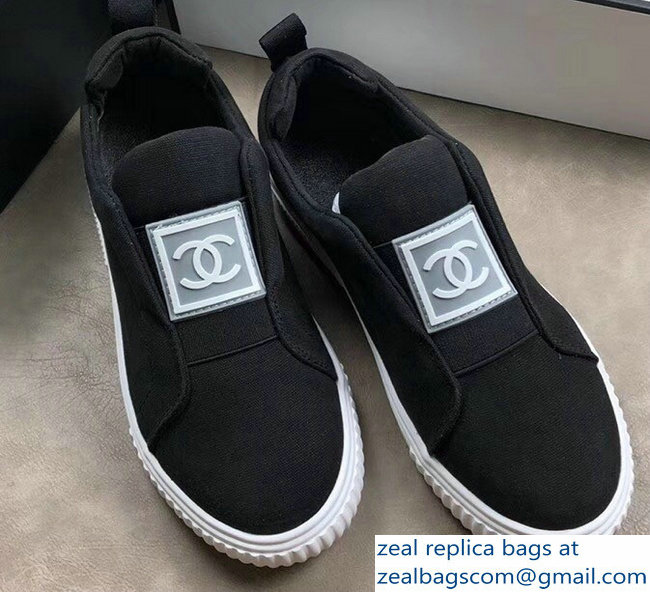 Chanel Vintage Logo Canvas Black Sneakers 2018