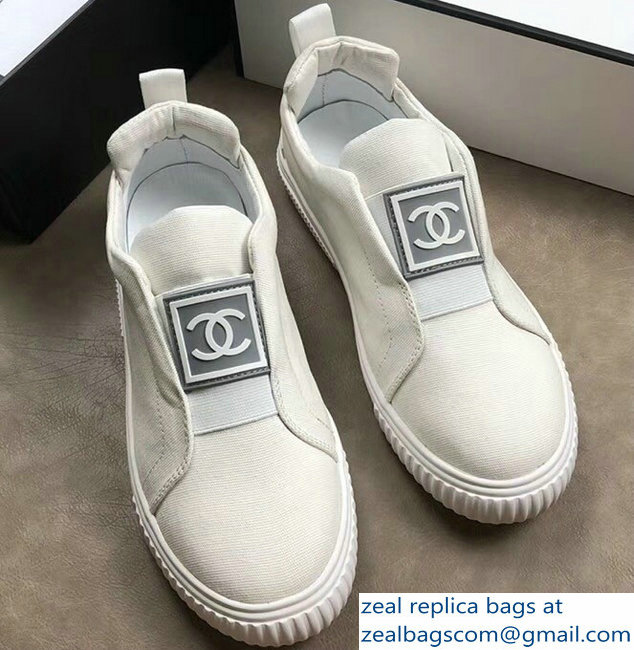 Chanel Vintage Logo Canvas White Sneakers 2018