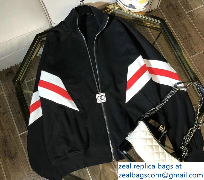Chanel Vintage Logo Jacket Black/White/Red 2018