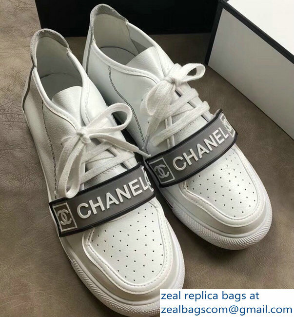 Chanel Vintage Logo Perforated White/Gray Sneakers 2018