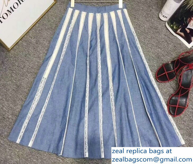 Dior Lace Denim Skirt 2018