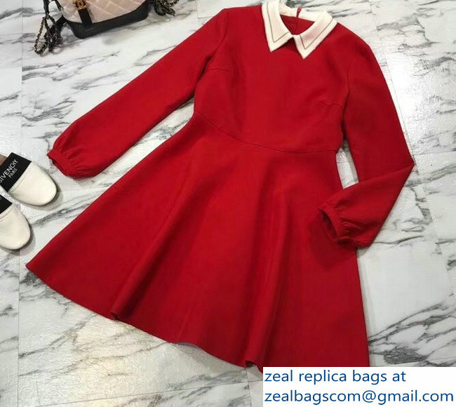 Dior Lapel Dress Red 2018 - Click Image to Close