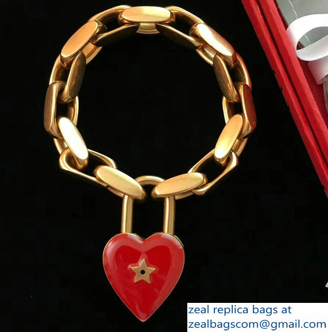 Dior Lucky Locket Bracelet With Red Heart Padlock 2018 - Click Image to Close