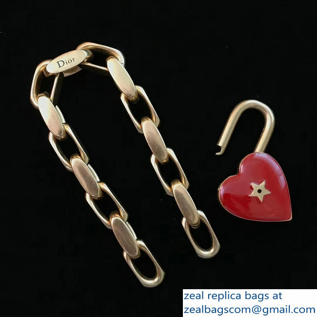 Dior Lucky Locket Bracelet With Red Heart Padlock 2018 - Click Image to Close