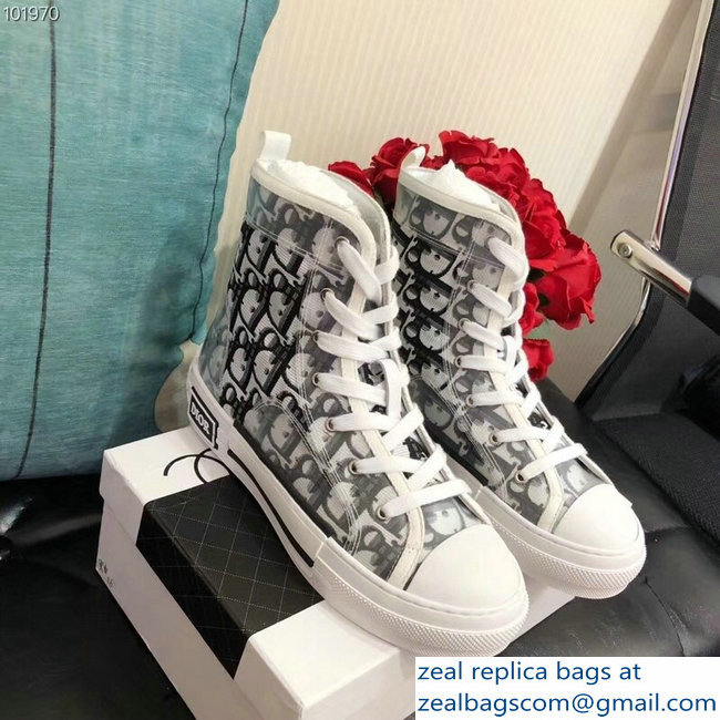 Dior Oblique Jacquard Canvas High-Top Sneakers Black 2018