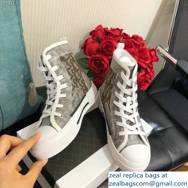 Dior Oblique Jacquard Canvas High-Top Sneakers Brown 2018