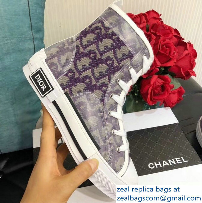 Dior Oblique Jacquard Canvas High-Top Sneakers Purple 2018