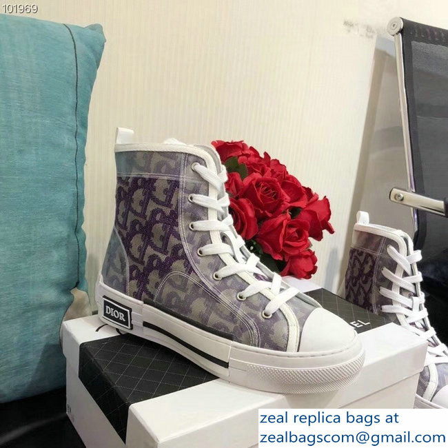Dior Oblique Jacquard Canvas High-Top Sneakers Purple 2018