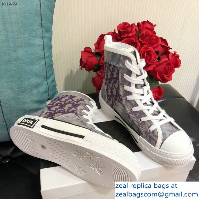 Dior Oblique Jacquard Canvas High-Top Sneakers Purple 2018