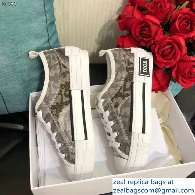 Dior Oblique Jacquard Canvas Low-Top Sneakers Brown 2018 - Click Image to Close