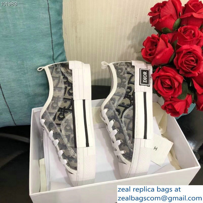 Dior Oblique Jacquard Canvas Low-Top Sneakers Gray 2018 - Click Image to Close
