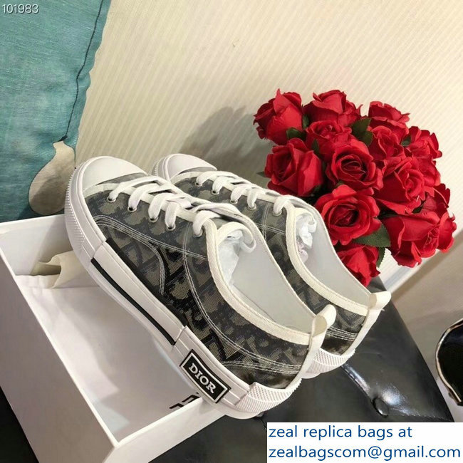 Dior Oblique Jacquard Canvas Low-Top Sneakers Gray 2018 - Click Image to Close