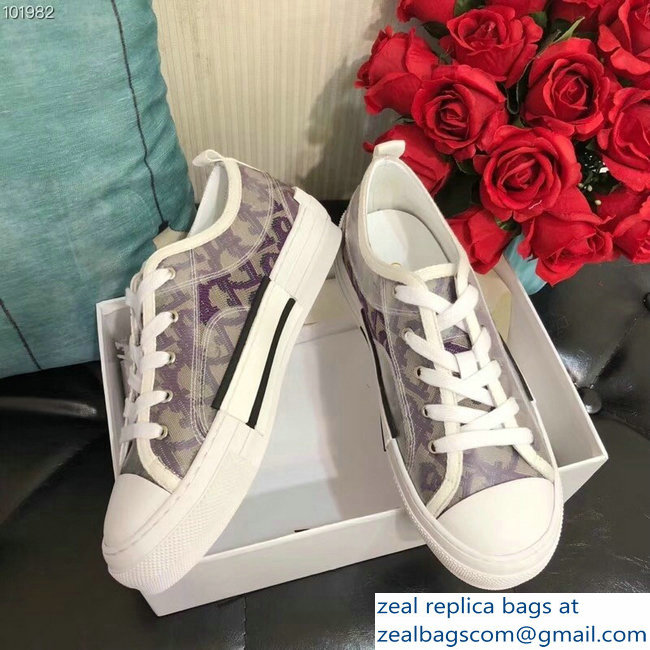 Dior Oblique Jacquard Canvas Low-Top Sneakers Purple 2018 - Click Image to Close