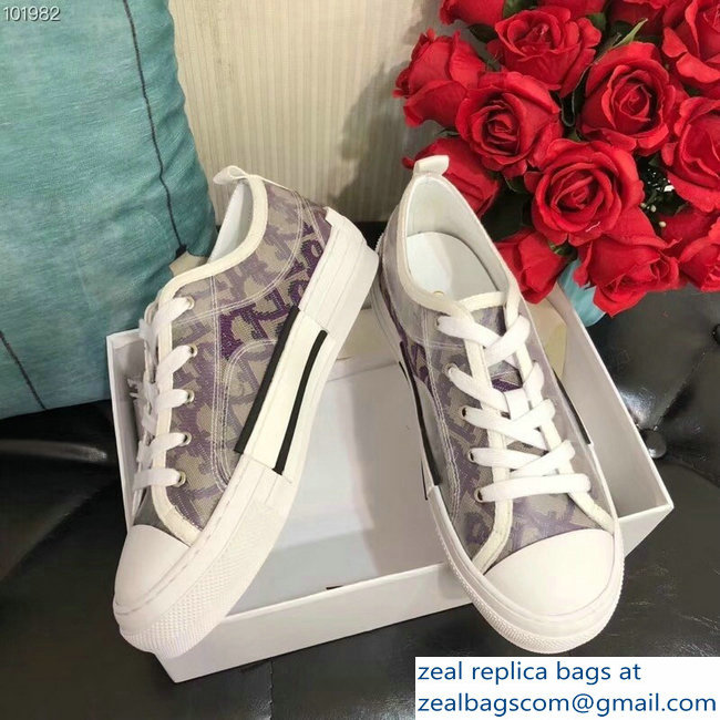 Dior Oblique Jacquard Canvas Low-Top Sneakers Purple 2018