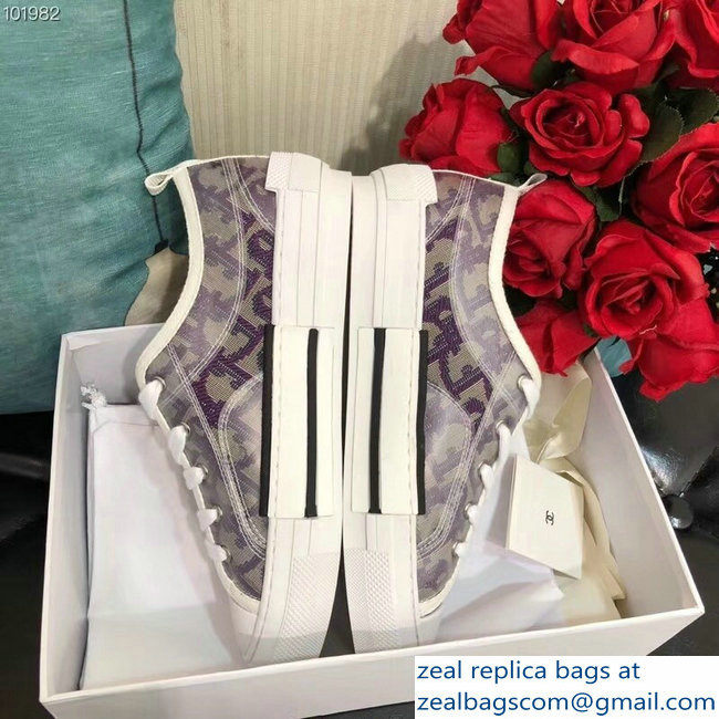 Dior Oblique Jacquard Canvas Low-Top Sneakers Purple 2018 - Click Image to Close