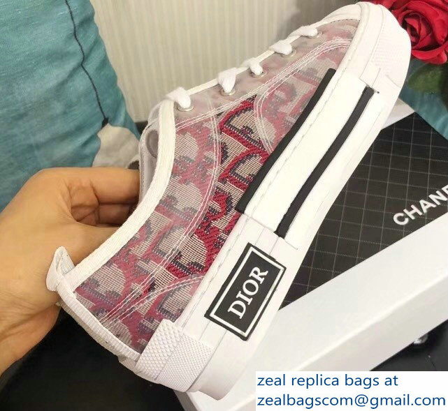 Dior Oblique Jacquard Canvas Low-Top Sneakers Red 2018