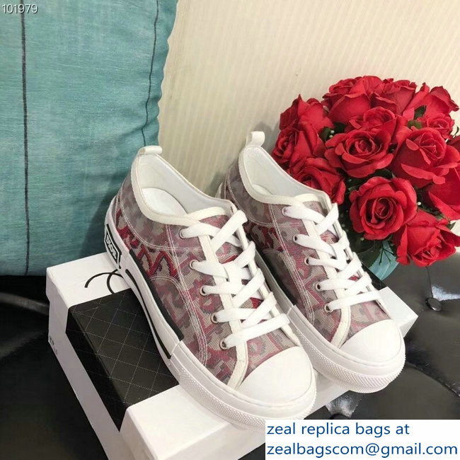 Dior Oblique Jacquard Canvas Low-Top Sneakers Red 2018