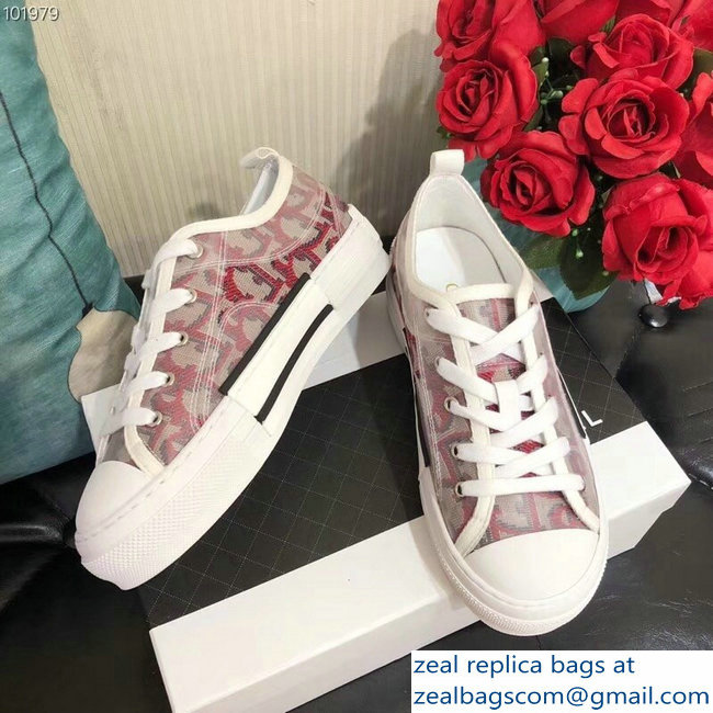 Dior Oblique Jacquard Canvas Low-Top Sneakers Red 2018