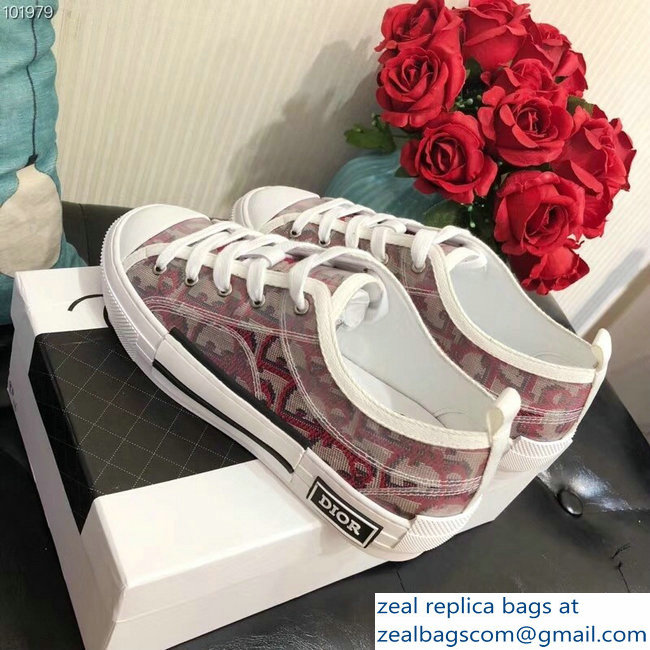 Dior Oblique Jacquard Canvas Low-Top Sneakers Red 2018