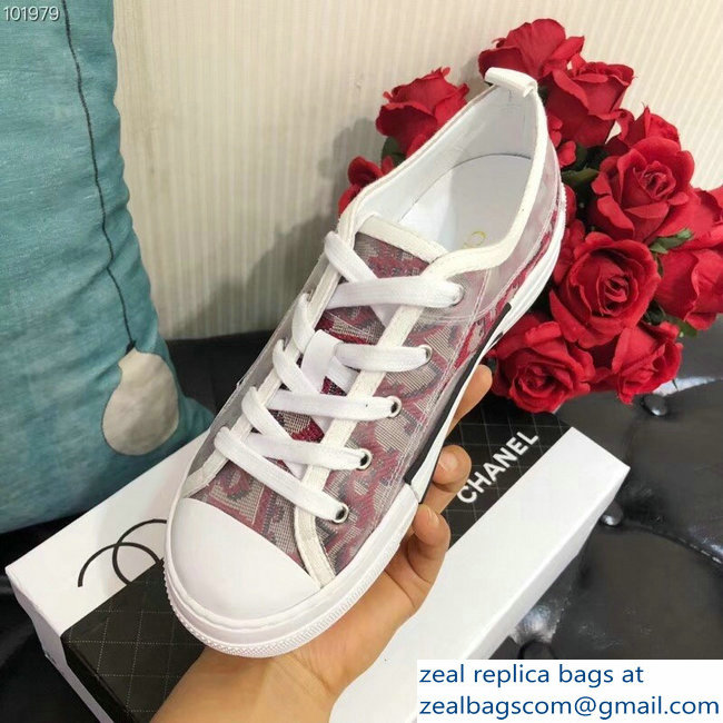 Dior Oblique Jacquard Canvas Low-Top Sneakers Red 2018
