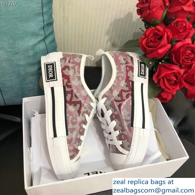 Dior Oblique Jacquard Canvas Low-Top Sneakers Red 2018