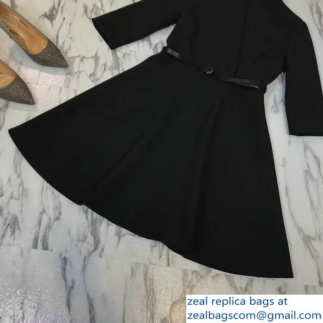 Dior V-Neck Dress with a Belt Black 2018 - Click Image to Close