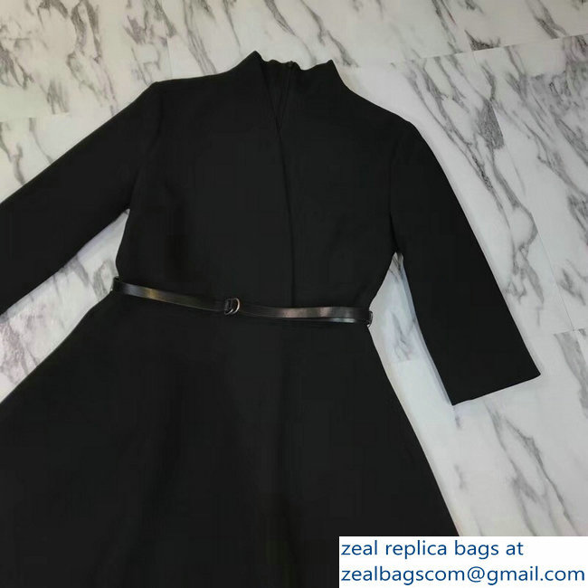 Dior V-Neck Dress with a Belt Black 2018