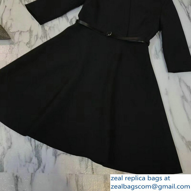 Dior V-Neck Dress with a Belt Black 2018