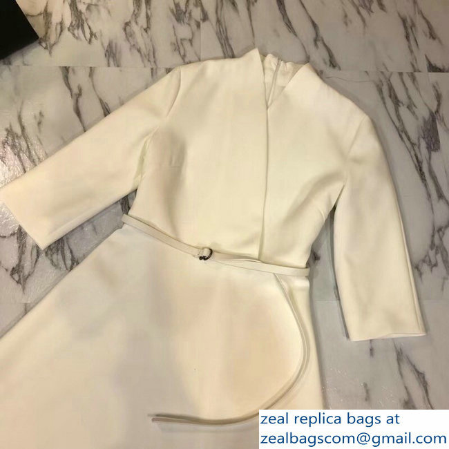 Dior V-Neck Dress with a Belt Creamy 2018