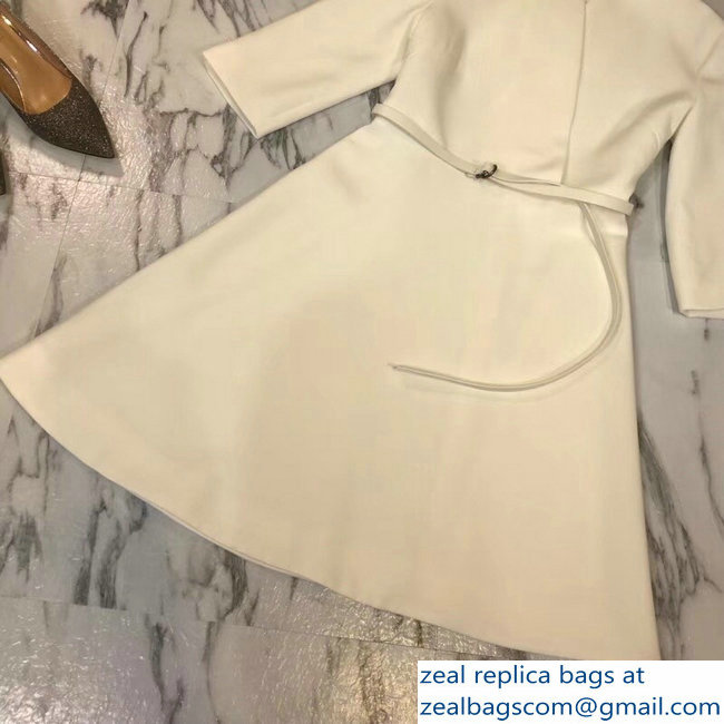 Dior V-Neck Dress with a Belt Creamy 2018 - Click Image to Close