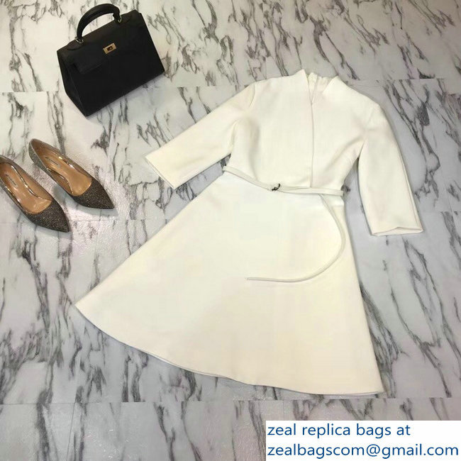 Dior V-Neck Dress with a Belt Creamy 2018