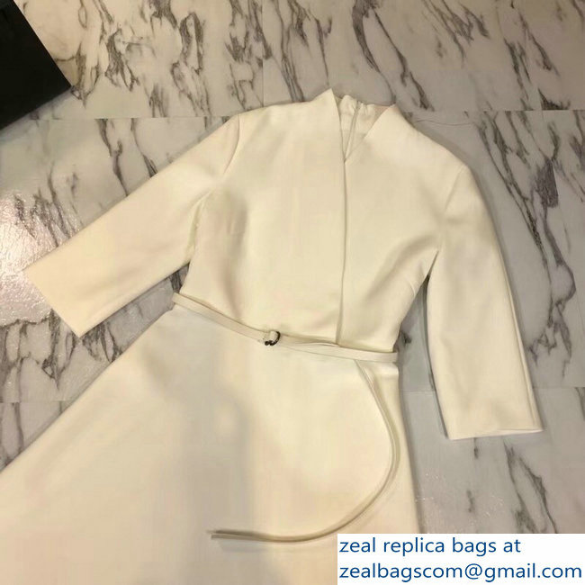 Dior V-Neck Dress with a Belt Creamy 2018