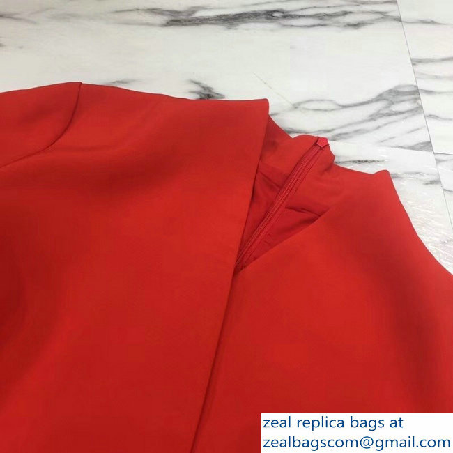 Dior V-Neck Dress with a Belt Red 2018 - Click Image to Close