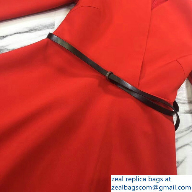 Dior V-Neck Dress with a Belt Red 2018