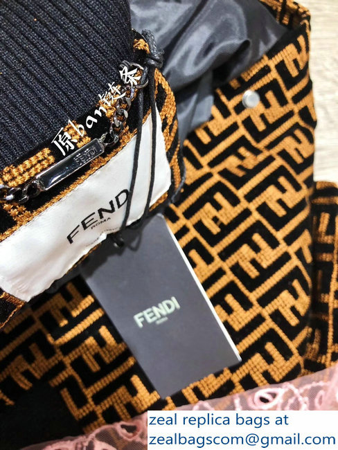 Fendi Embroidered FF Logo Jacket Brown 2018 - Click Image to Close