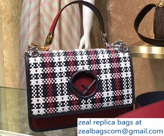 Fendi F Logo Medium Kan I Bag Multicolour Tartan Braided 2018 - Click Image to Close