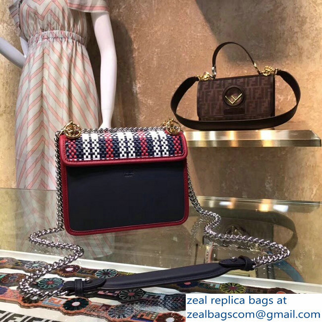 Fendi F Logo Mini Kan I Bag Multicolour Tartan Braided 2018 - Click Image to Close