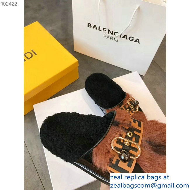 Fendi FF Buckle And Fur Slides 2018 - Click Image to Close